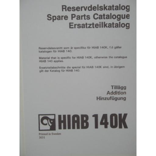 Hiab 140K Parts Manual