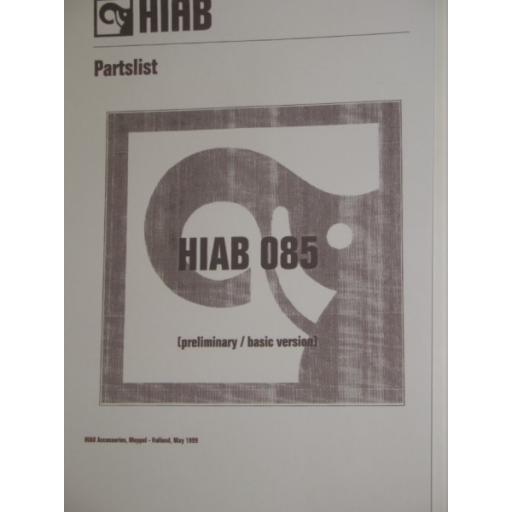 Hiab 085 Parts Manual