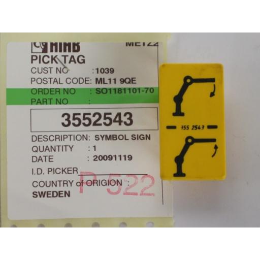 H3552543 Jib Function Yellow Decal